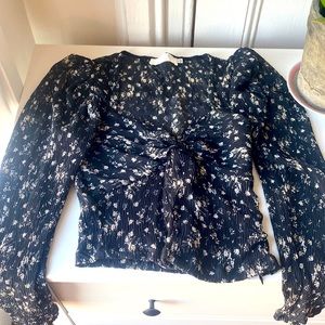 ASTR the Label Long Sleeve Floral Cinched Bust top